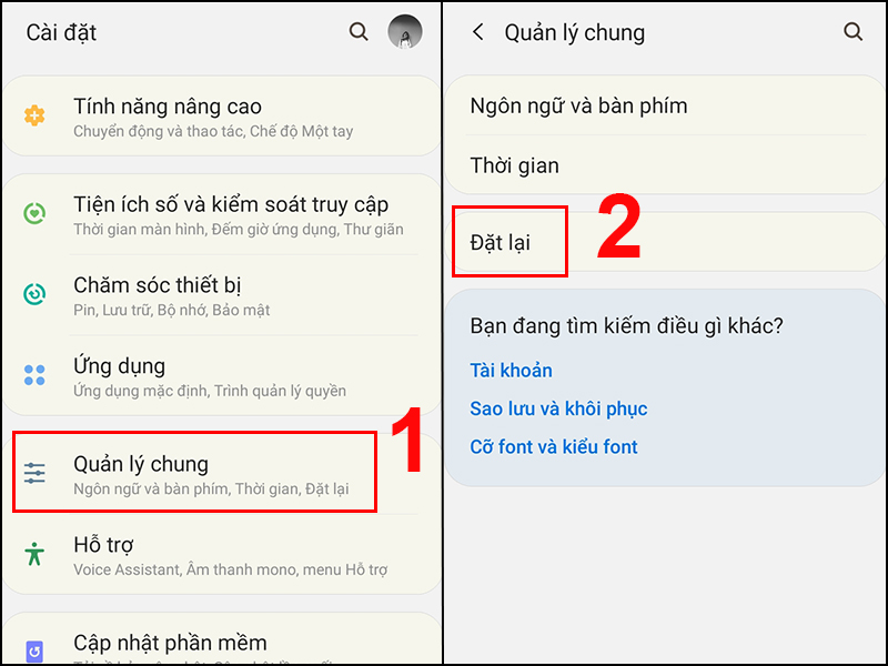 Chọn Quản l&yacute; chung 